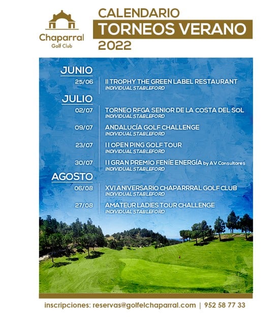 CHAPARRAL GOLF CLUB PRESENTA SU CALENDARIO DE TORNEOS