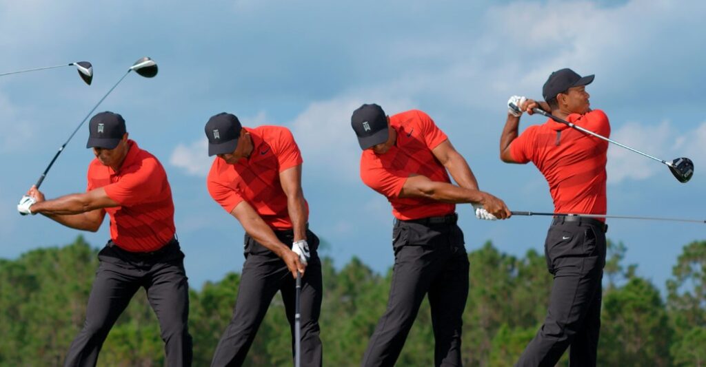 El swing arrollador de Tiger Woods.